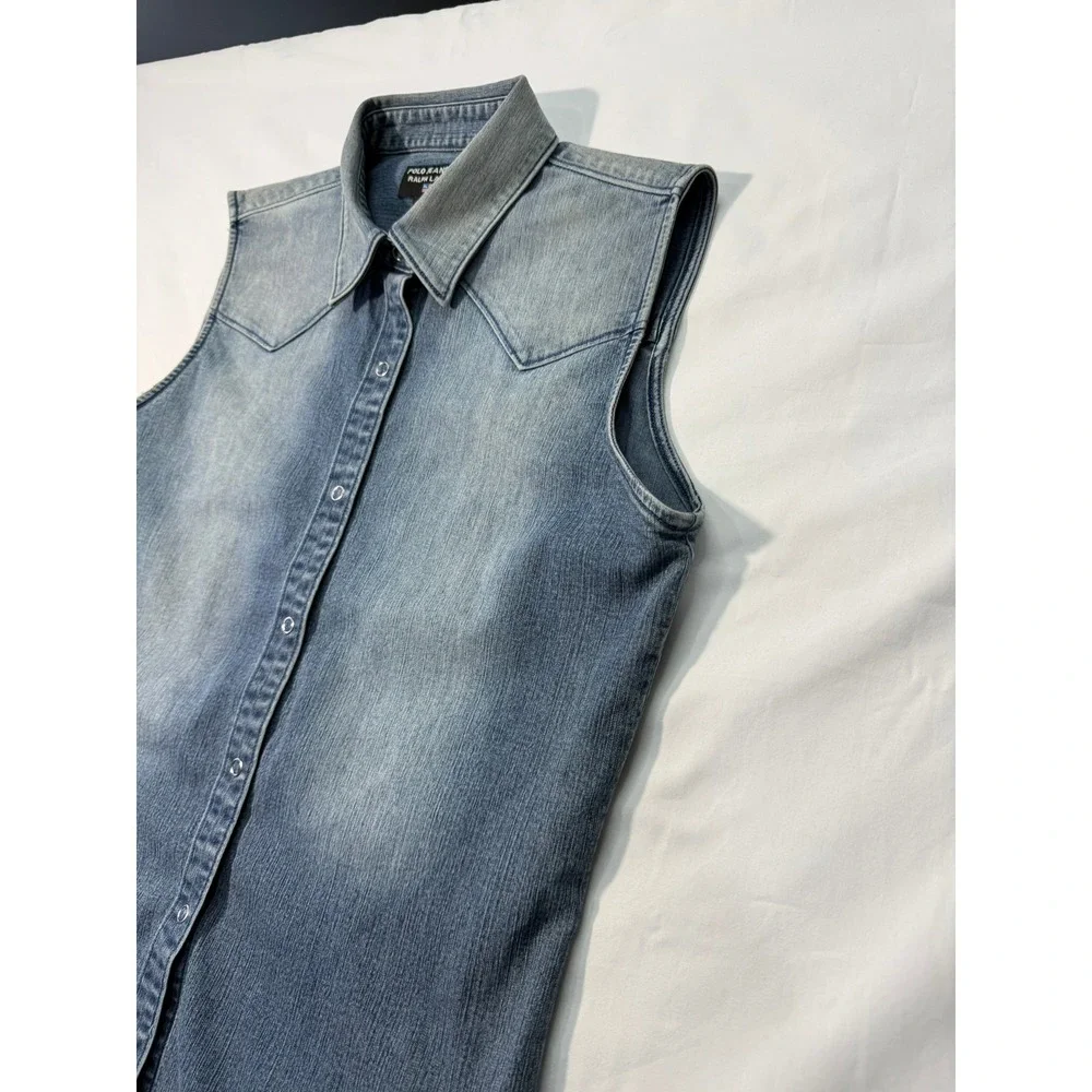 Polo Jeans Co. Ralph Lauren Women's Denim Sleeveless Western Shirt – Medium